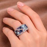 Bague rétro à brillants bleus | Or