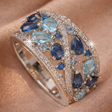 Bague rétro à brillants bleus | Or