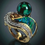Bague rétro à brillants verts | Or