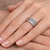 Bague rétro avec pierres bleues en couches | Or blanc
