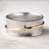 Bague rétro à brillants et fil | Or