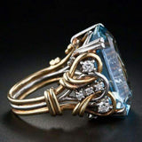 Bague rétro à rangées de brillants bleus | Or