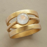 Bague rétro avec pierres de lune intégrées | Or
