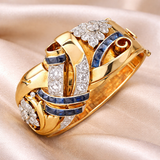 Bague rétro à brillants bleus | Or