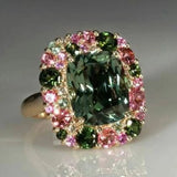 Bague rétro vert et rose | Or