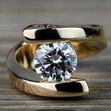 Bague rétro en spirale à brillants | Or