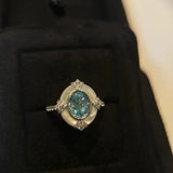 Bague rétro réglable avec amazonite | Or blanc