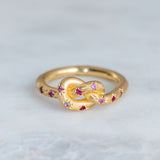 Bague rétro rose avec nœud céleste | Or