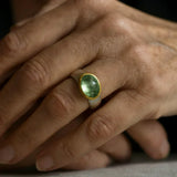 Bague rétro verte avec pierre ronde | Or