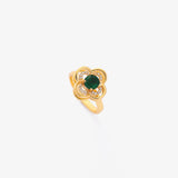 Bague tournante trèfle auréole émeraude | Or