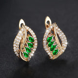 Boucles d'oreilles Catherine feuille émeraude | Or