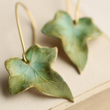 Boucles d'oreilles feuille verte | Or
