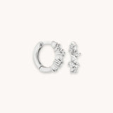 Boucles d'oreilles huggies en cristal | Or blanc