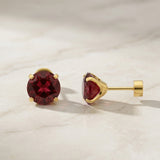 Boucles d'oreilles rubis rond | Or