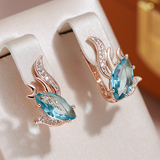 Boucles d'oreilles avec des cristaux turquoise | Or