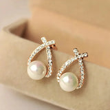 Boucles d'oreilles avec perles et cristaux tressés | Or