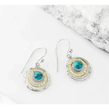 Boucles d'oreilles bohèmes « Saturne » avec turquoise et or | Or blanc
