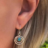 Boucles d'oreilles bohèmes « Saturne » avec turquoise et or | Or blanc
