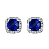 Boucles d'oreilles carrées en saphir | Or blanc