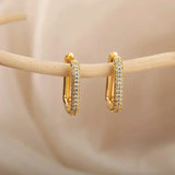 Boucles d'oreilles carrées et rondes « Valeria » | Or blanc