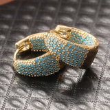 Boucles d'oreilles créoles en perles turquoise et ton | Or
