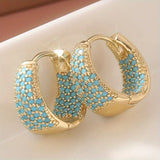 Boucles d'oreilles créoles en perles turquoise et ton | Or