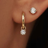 Boucles d'oreilles créoles en pierre larmes de lune | Or