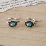 Boucles d'oreilles créoles en turquoise | Or blanc