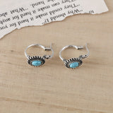 Boucles d'oreilles créoles en turquoise | Or blanc