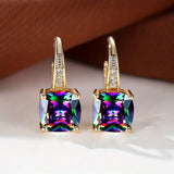 Boucles d'oreilles en anneau en pierre mystique | Or