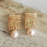 Boucles d'oreilles en fil avec perles rétro | Or