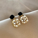 Boucles d'oreilles en opale noire et perles | Or