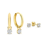 Boucles d'oreilles en pierre larmes de lune | Or blanc