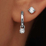 Boucles d'oreilles en pierre larmes de lune | Or blanc