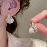 Boucles d'oreilles à brillants avec perles brillantes | Or
