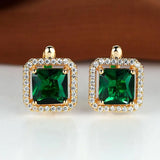 Boucles d'oreilles à brillants verts | Or