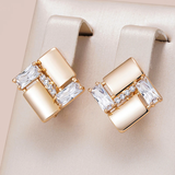 Boucles d'oreilles géométriques élégantes à brillants | Or