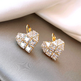 Boucles d'oreilles pendantes en cristal en forme de cœur | Or