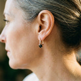 Boucles d'oreilles pendantes à brillants noirs | Or