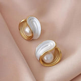 Boucles d'oreilles pendantes luxueuses en opale blanche et perles | Or
