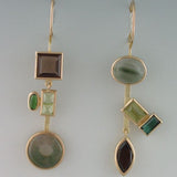 Boucles d'oreilles pendantes rétro « Forêt de cristal » | Or