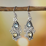 Boucles d'oreilles rétro avec cristaux | Or blanc