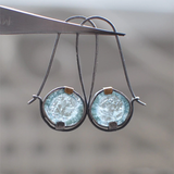 Boucles d'oreilles rétro avec des cristaux océaniques | Or