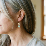 Boucles d'oreilles rétro avec pierre verte | Or