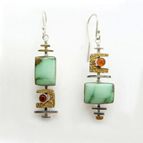 Boucles d'oreilles rétro avec pierre verte | Or