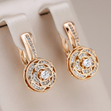 Boucles d'oreilles rondes élégantes en brillants | Or