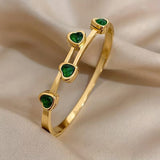 Bracelet cœurs verts | Or