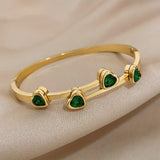 Bracelet cœurs verts | Or