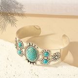 Bracelet manchette Seren turquoise | Or blanc