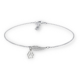 Bracelet Monument avec Cheveux d'ange et empreinte, fait à la main | Or blanc